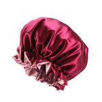 TJM-443A Chapeau de nuit double couche en satin avec grande dentelle, chapeau rond, bonnet de chimiothérapie, taille unique ajustable