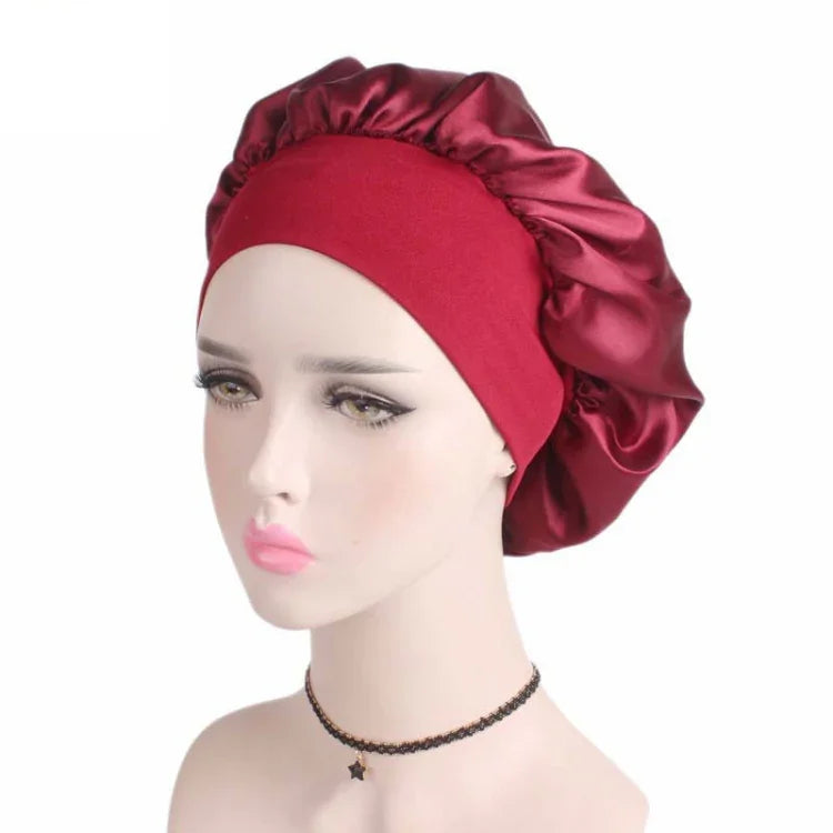 2 bonnet de nuit TJM-301 avec large bord et bandeau élastique, bonnet de chimiothérapie pour femme, bonnet de soin des cheveux, M 56-58cm