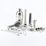 Ensemble de Shaker à Cocktail 18 en 1 en Acier Inoxydable, Base Ovale en Bambou, Kit d'Outils de Bar, 350ml, 550ml, 750ml