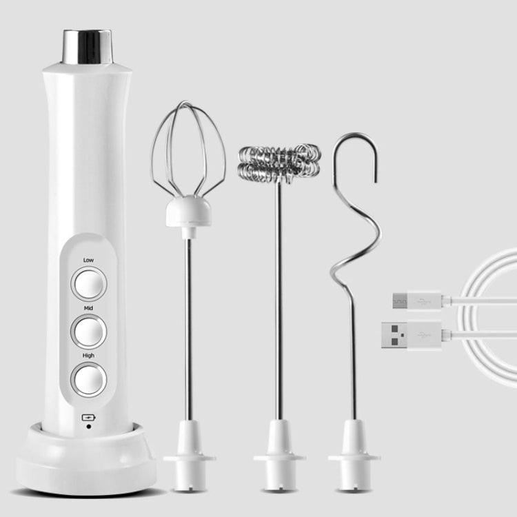 Fouet Électrique Ménager, Mini Mélangeur Sans Fil Portatif Rechargeable pour Pâtisserie, Mousseur à Lait, Blanc, Noir