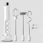 Fouet Électrique Ménager, Mini Mélangeur Sans Fil Portatif Rechargeable pour Pâtisserie, Mousseur à Lait, Blanc, Noir