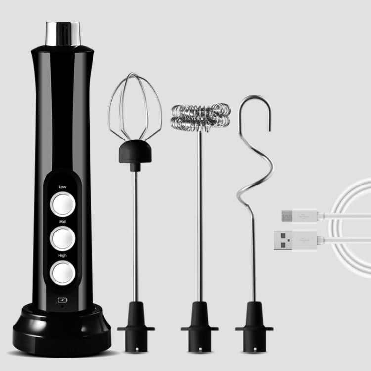 Fouet Électrique Ménager, Mini Mélangeur Sans Fil Portatif Rechargeable pour Pâtisserie, Mousseur à Lait, Blanc, Noir