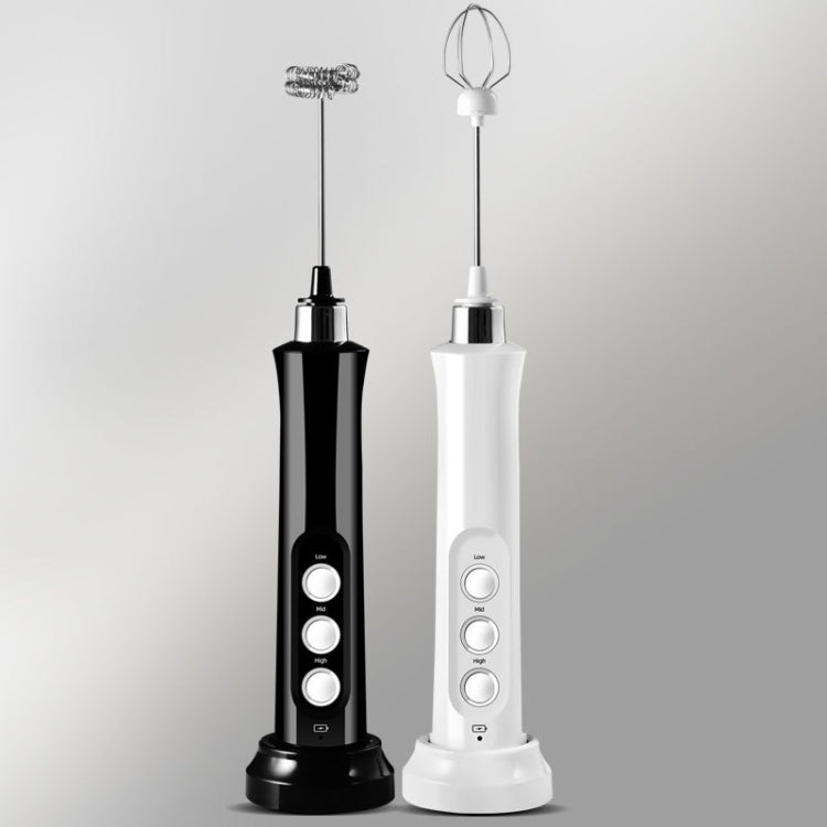 Fouet Électrique Ménager, Mini Mélangeur Sans Fil Portatif Rechargeable pour Pâtisserie, Mousseur à Lait, Blanc, Noir