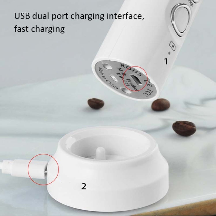 Fouet Électrique Ménager, Mini Mélangeur Sans Fil Portatif Rechargeable pour Pâtisserie, Mousseur à Lait, Blanc, Noir