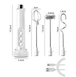 Fouet Électrique Ménager, Mini Mélangeur Sans Fil Portatif Rechargeable pour Pâtisserie, Mousseur à Lait, Blanc, Noir