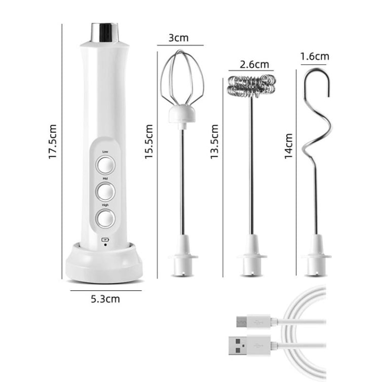 Fouet Électrique Ménager, Mini Mélangeur Sans Fil Portatif Rechargeable pour Pâtisserie, Mousseur à Lait, Blanc, Noir
