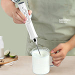 Fouet Électrique Ménager, Mini Mélangeur Sans Fil Portatif Rechargeable pour Pâtisserie, Mousseur à Lait, Blanc, Noir