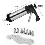 Pistolet à pâtisserie multifonction en acier inoxydable, ensemble machine à biscuits et gâteaux à presser à la main, outils de cuisson DIY pour la maison, 16 en 1 (argent)