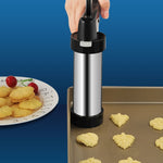 Pistolet à pâtisserie multifonction en acier inoxydable, ensemble machine à biscuits et gâteaux à presser à la main, outils de cuisson DIY pour la maison, 16 en 1 (argent)