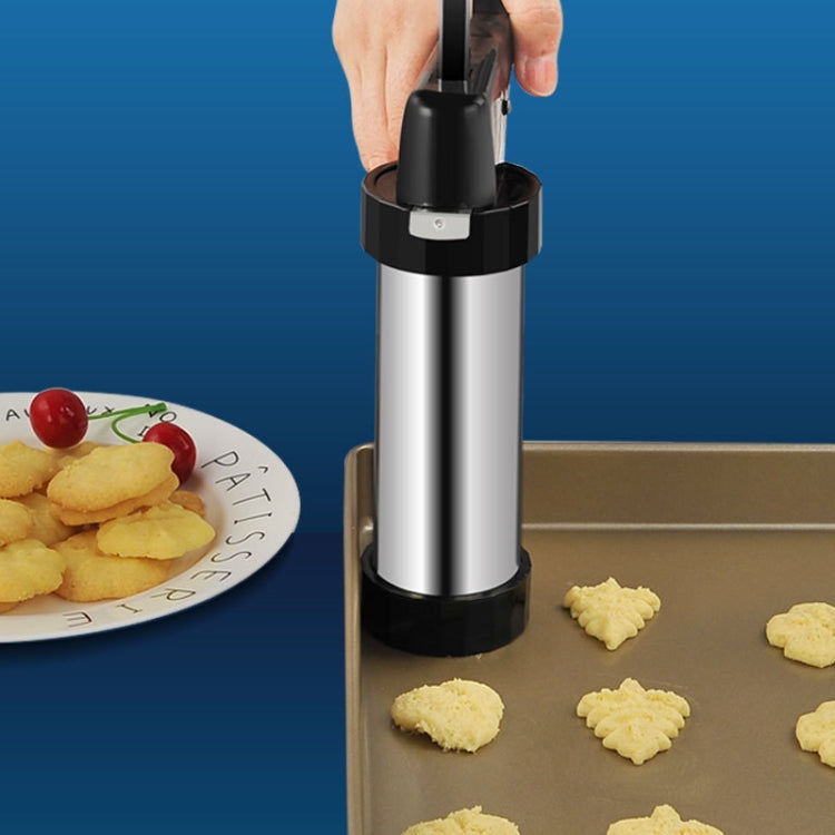 Pistolet à pâtisserie multifonction en acier inoxydable, ensemble machine à biscuits et gâteaux à presser à la main, outils de cuisson DIY pour la maison, 16 en 1 (argent)