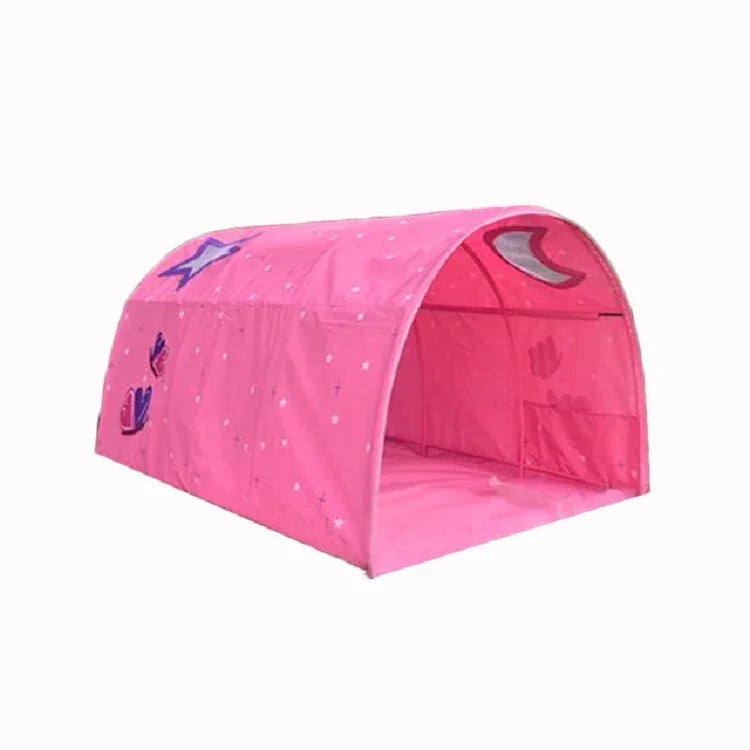 Tente Maison Tunnel Rampante pour Enfants, Rose, Bleu avec Moustiquaire, Rose avec Moustiquaire