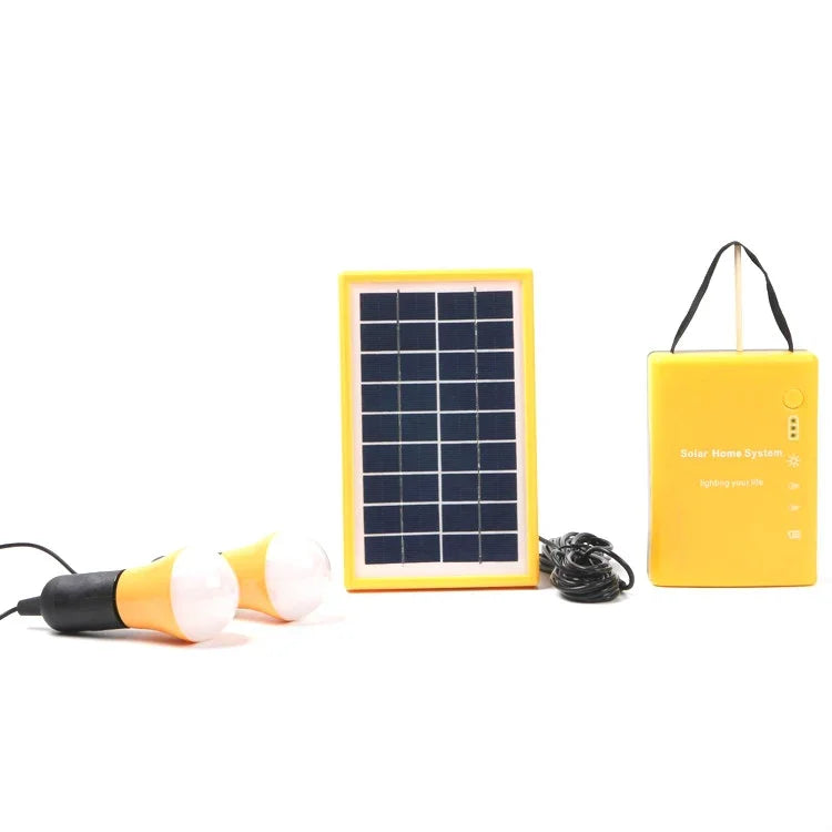3W Petit système solaire domestique multifonctionnel portable d'éclairage de secours, jaune, vert, rouge