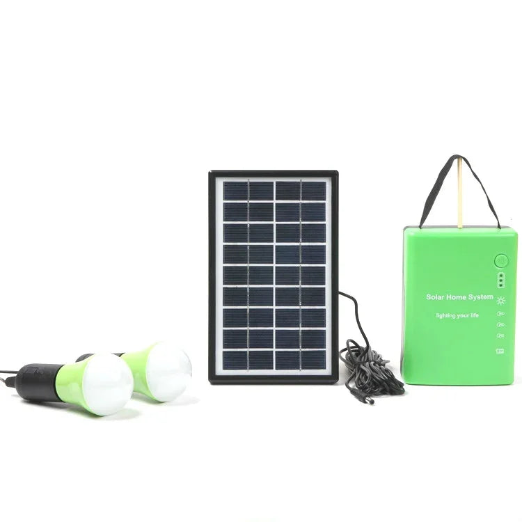 3W Petit système solaire domestique multifonctionnel portable d'éclairage de secours, jaune, vert, rouge