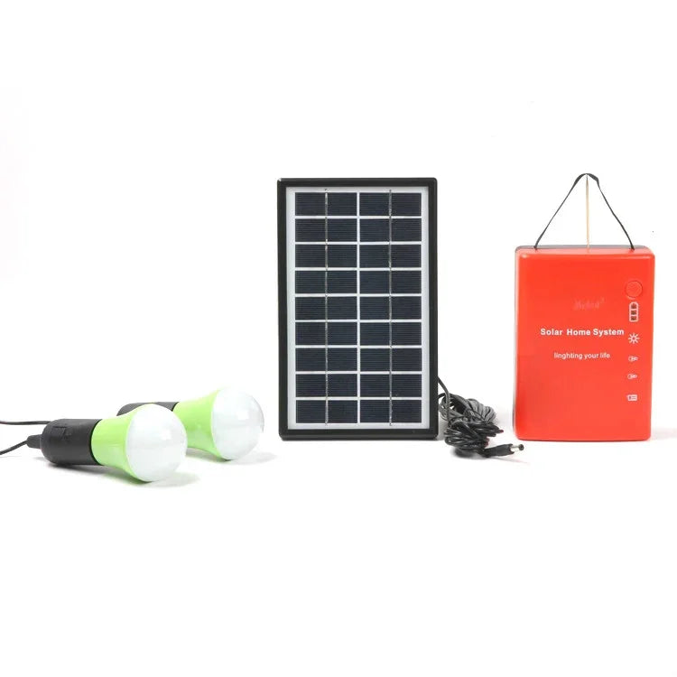 3W Petit système solaire domestique multifonctionnel portable d'éclairage de secours, jaune, vert, rouge