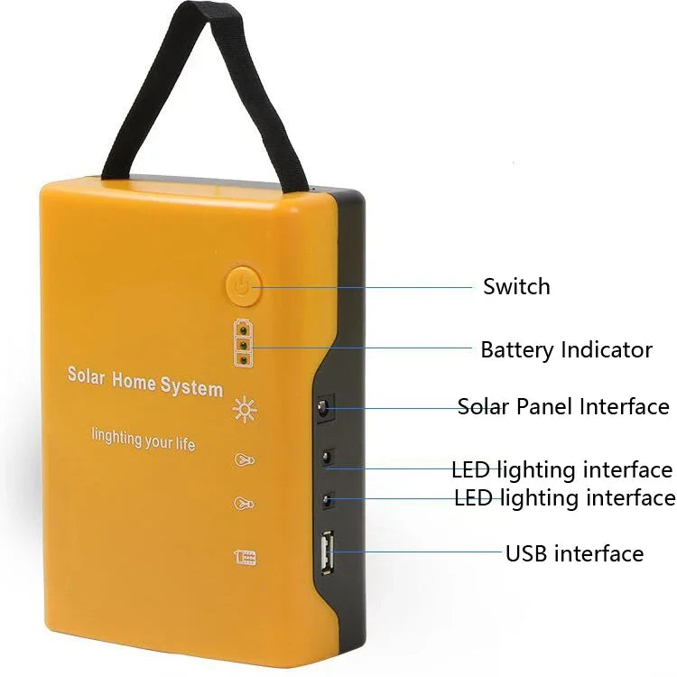 3W Petit système solaire domestique multifonctionnel portable d'éclairage de secours, jaune, vert, rouge