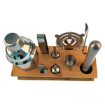 Ensemble de 10 pièces en acier inoxydable pour cocktail avec support en bambou, bec oblique, outils de barman, 350 ml, 550 ml, 750 ml