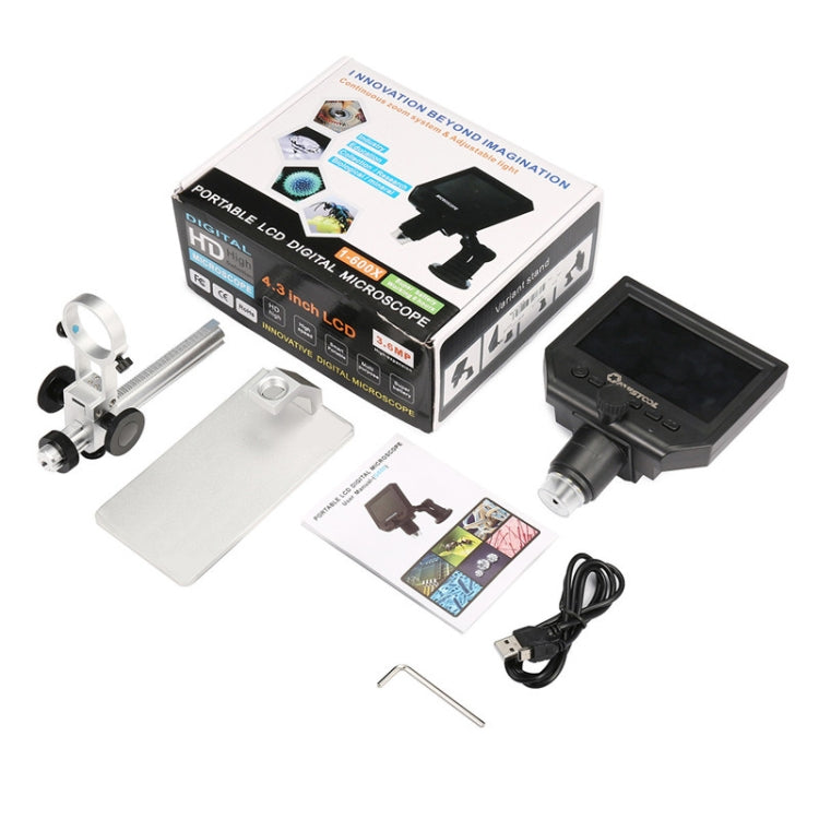 Microscope de réparation téléphone mobile HD G600A, écran 4,3 pouces, microscope numérique, microscope électronique, prise UE, prise US