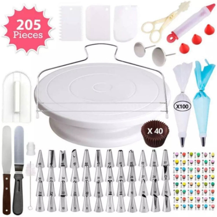 Ensemble de décoration de gâteaux rotatif 205 en 1, ustensiles de cuisson avec embouts de décoration de gâteaux, 205 pièces/ensemble