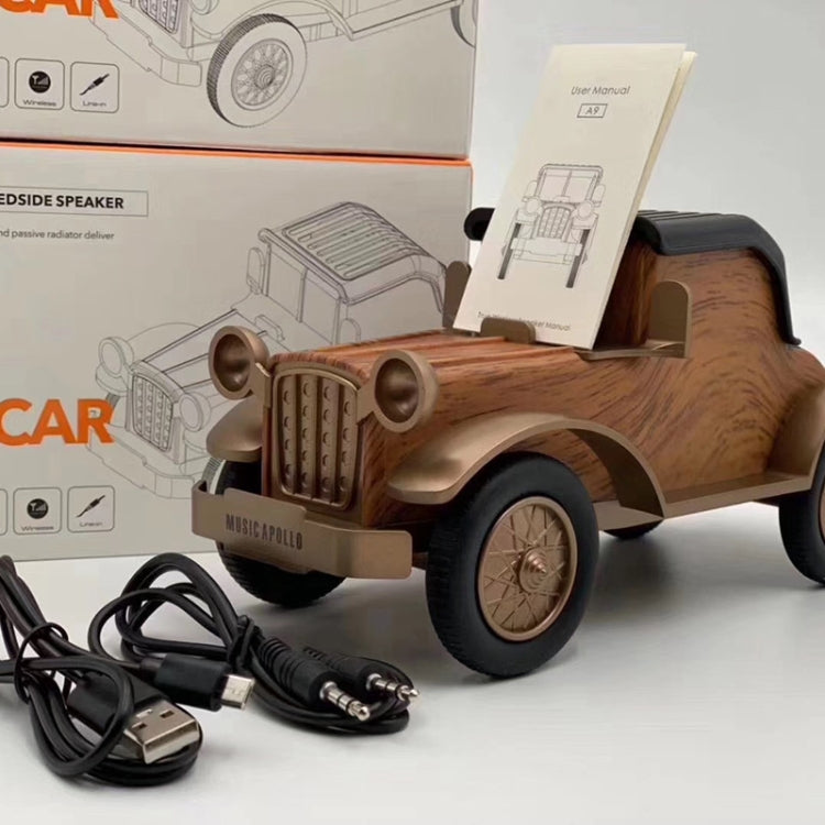 Enceinte Bluetooth sans fil A9 forme voiture classique grain de bois rétro Subwoofer Radio Support portable pour téléphone portable Mini enceinte