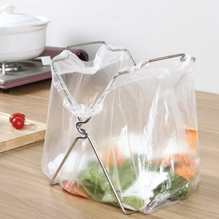 Support de Sac Poubelle Pliable pour Cuisine en Acier Inoxydable, Support de Sac Poubelle