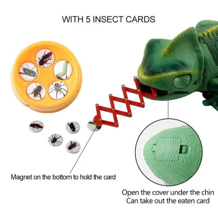 8888 Caméléon rampant électrique pour enfants, télécommandé par infrarouge, jouet amusant avec lumière respirante et colorée.