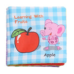 Hochet Bébé Jouet Livre en Tissu Animal Doux Jouet Suspendu pour Poussette Nouveau-né Jouets d'Éveil Éducatifs, Fruit, Légume, Forme, Véhicule