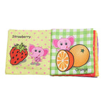 Hochet Bébé Jouet Livre en Tissu Animal Doux Jouet Suspendu pour Poussette Nouveau-né Jouets d'Éveil Éducatifs, Fruit, Légume, Forme, Véhicule