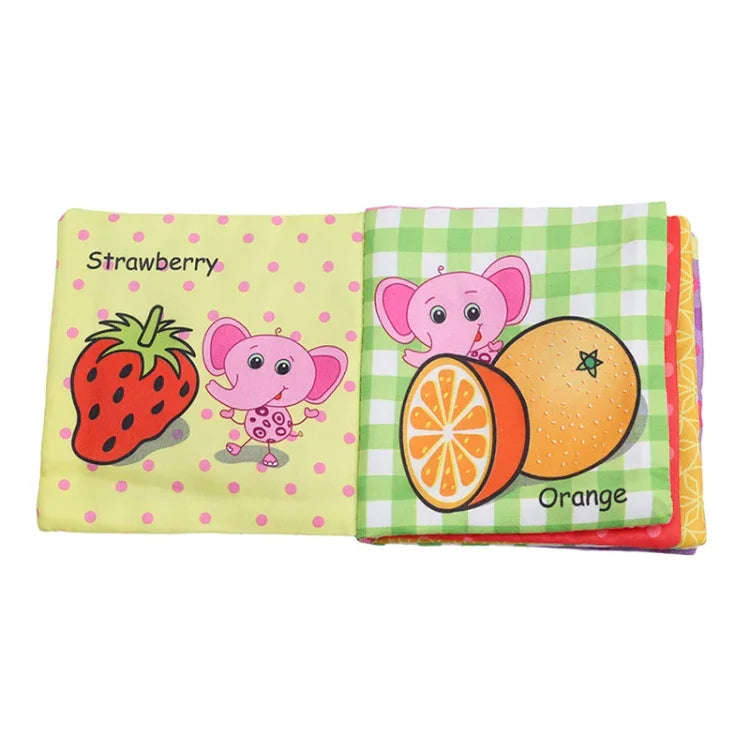 Hochet Bébé Jouet Livre en Tissu Animal Doux Jouet Suspendu pour Poussette Nouveau-né Jouets d'Éveil Éducatifs, Fruit, Légume, Forme, Véhicule
