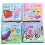 Hochet Bébé Jouet Livre en Tissu Animal Doux Jouet Suspendu pour Poussette Nouveau-né Jouets d'Éveil Éducatifs, Fruit, Légume, Forme, Véhicule