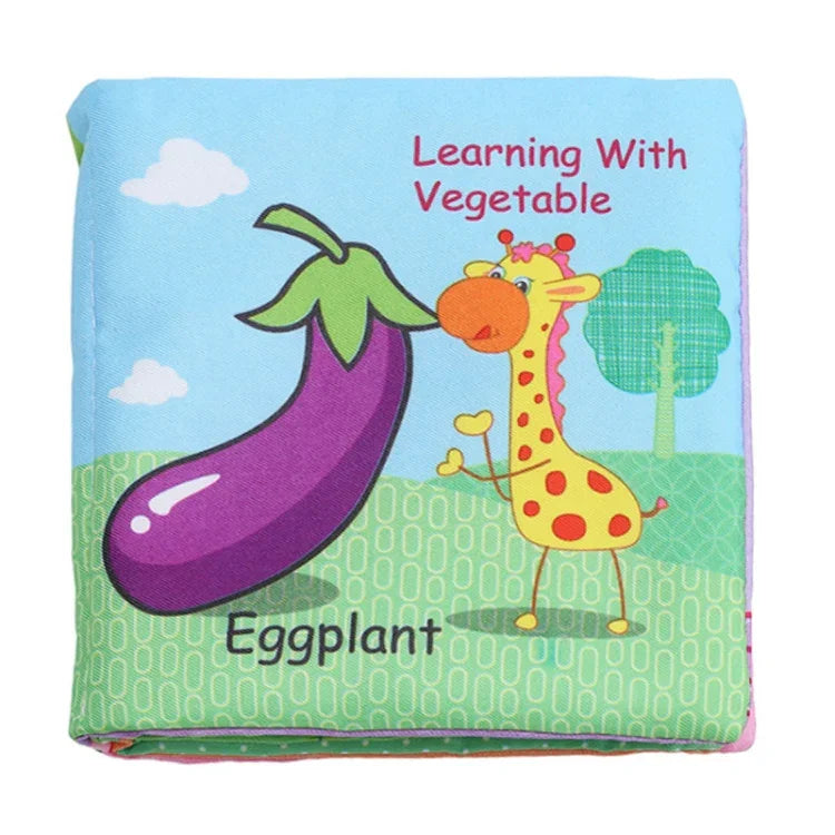 Hochet Bébé Jouet Livre en Tissu Animal Doux Jouet Suspendu pour Poussette Nouveau-né Jouets d'Éveil Éducatifs, Fruit, Légume, Forme, Véhicule