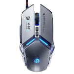 Souris filaire de jeu mécanique USB Inphic W-02 6 boutons, programmation macro lumineuse, pour bureau ou maison, W-02 (gris métallisé)