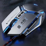 Souris filaire de jeu mécanique USB Inphic W-02 6 boutons, programmation macro lumineuse, pour bureau ou maison, W-02 (gris métallisé)