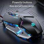 Souris filaire de jeu mécanique USB Inphic W-02 6 boutons, programmation macro lumineuse, pour bureau ou maison, W-02 (gris métallisé)
