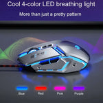 Souris filaire de jeu mécanique USB Inphic W-02 6 boutons, programmation macro lumineuse, pour bureau ou maison, W-02 (gris métallisé)