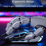 Souris filaire de jeu mécanique USB Inphic W-02 6 boutons, programmation macro lumineuse, pour bureau ou maison, W-02 (gris métallisé)