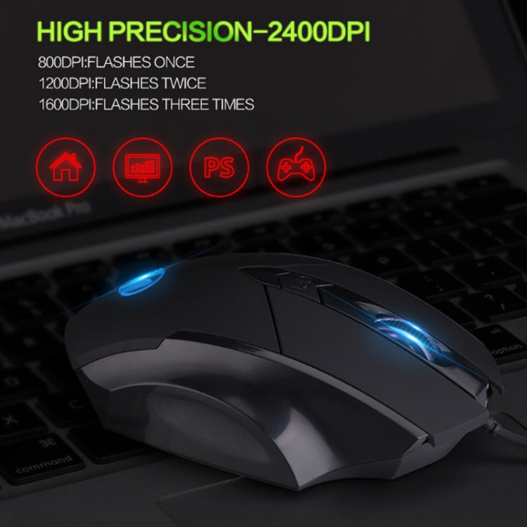 Souris filaire Inphic PW1 Game Mute Macro Definition lumineuse, longueur du câble : 1,5 m, version business noir silencieux, version jeu noir silencieux, version jeu gris titane silencieux