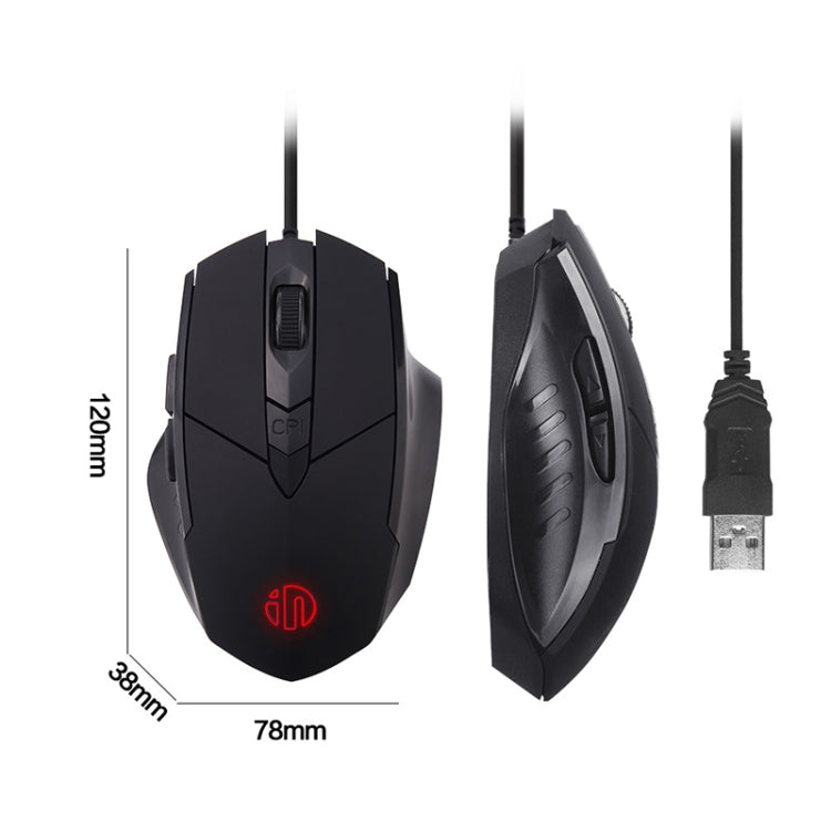 Souris filaire Inphic PW1 Game Mute Macro Definition lumineuse, longueur du câble : 1,5 m, version business noir silencieux, version jeu noir silencieux, version jeu gris titane silencieux