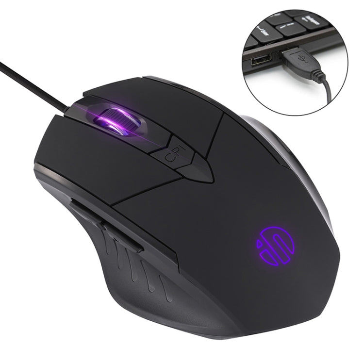 Souris filaire Inphic PW1 Game Mute Macro Definition lumineuse, longueur du câble : 1,5 m, version business noir silencieux, version jeu noir silencieux, version jeu gris titane silencieux