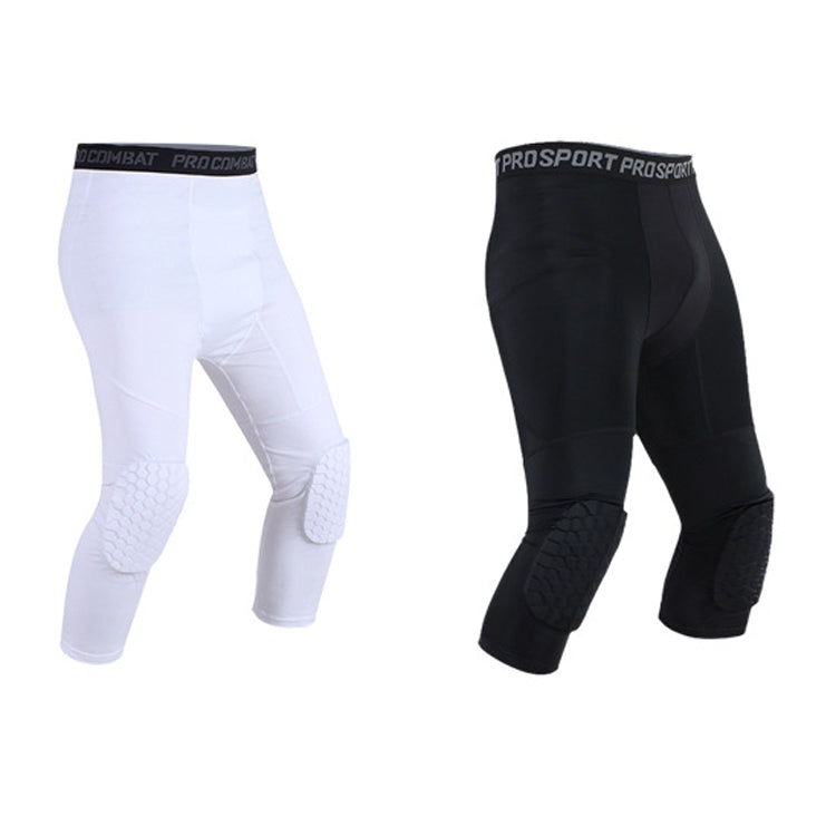 Pantalon de protection à nid d'abeille en lycra haute élasticité pour homme, pantalon de survêtement de basket-ball fitness sept huitièmes, S, M, L, XL, XXL, XXXL