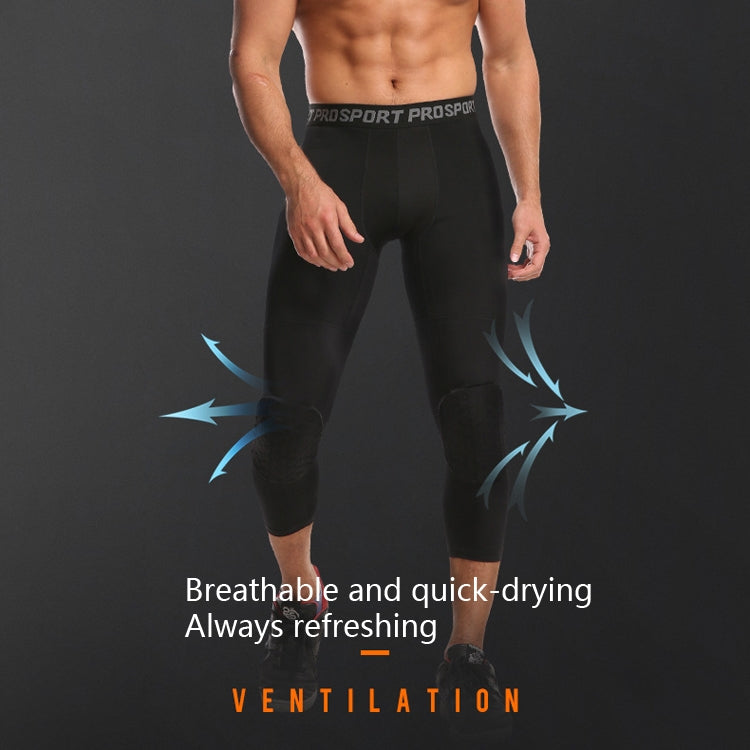 Pantalon de protection à nid d'abeille en lycra haute élasticité pour homme, pantalon de survêtement de basket-ball fitness sept huitièmes, S, M, L, XL, XXL, XXXL