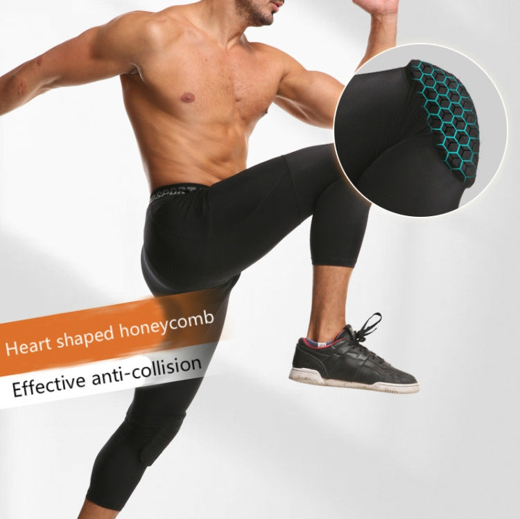 Pantalon de protection à nid d'abeille en lycra haute élasticité pour homme, pantalon de survêtement de basket-ball fitness sept huitièmes, S, M, L, XL, XXL, XXXL