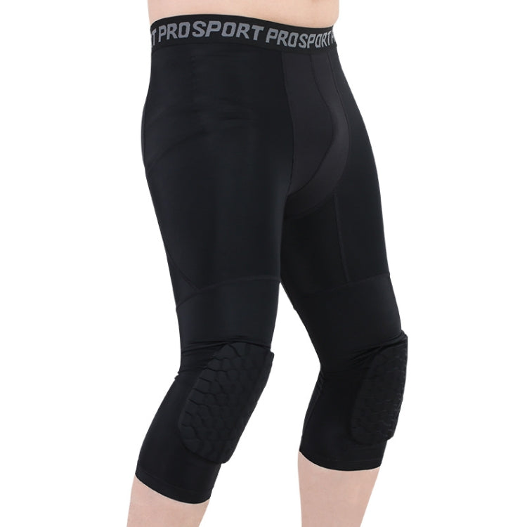 Pantalon de protection à nid d'abeille en lycra haute élasticité pour homme, pantalon de survêtement de basket-ball fitness sept huitièmes, S, M, L, XL, XXL, XXXL
