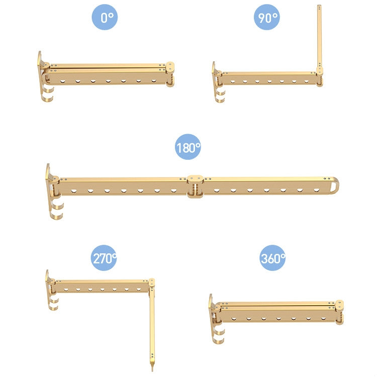 Étendage pliant télescopique pour balcon, étendoir mural d'intérieur, doré long (3 sections), argenté long (3 sections), noir long (3 sections)