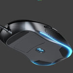 Souris filaire gaming Inphic PB1 Business Office Mute Macro Definition, longueur du câble : 1,5 m, lumière respirante classique à l'arrière, lumière respirante blanche mate