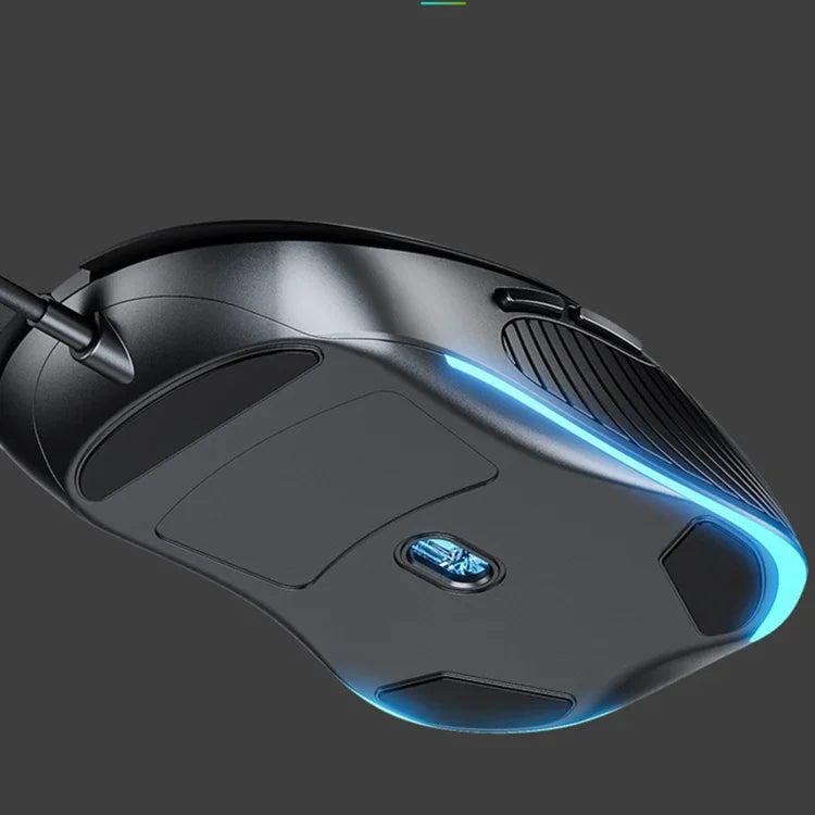 Souris filaire gaming Inphic PB1 Business Office Mute Macro Definition, longueur du câble : 1,5 m, lumière respirante classique à l'arrière, lumière respirante blanche mate