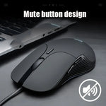 Souris filaire gaming Inphic PB1 Business Office Mute Macro Definition, longueur du câble : 1,5 m, lumière respirante classique à l'arrière, lumière respirante blanche mate
