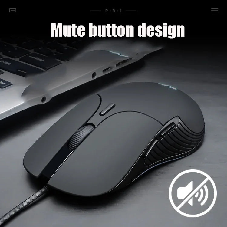 Souris filaire gaming Inphic PB1 Business Office Mute Macro Definition, longueur du câble : 1,5 m, lumière respirante classique à l'arrière, lumière respirante blanche mate