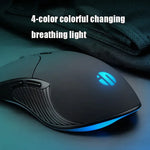 Souris filaire gaming Inphic PB1 Business Office Mute Macro Definition, longueur du câble : 1,5 m, lumière respirante classique à l'arrière, lumière respirante blanche mate