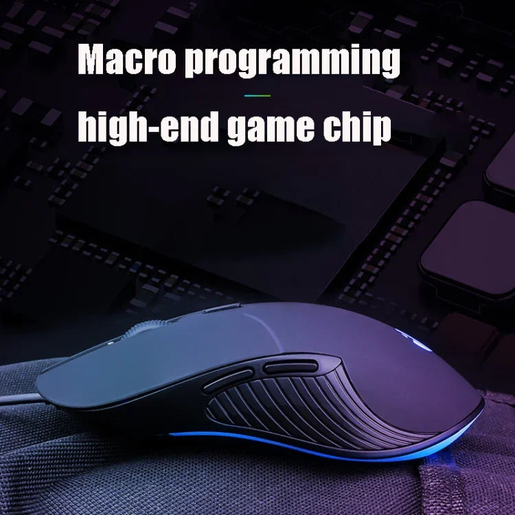 Souris filaire gaming Inphic PB1 Business Office Mute Macro Definition, longueur du câble : 1,5 m, lumière respirante classique à l'arrière, lumière respirante blanche mate