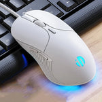 Souris filaire gaming Inphic PB1 Business Office Mute Macro Definition, longueur du câble : 1,5 m, lumière respirante classique à l'arrière, lumière respirante blanche mate